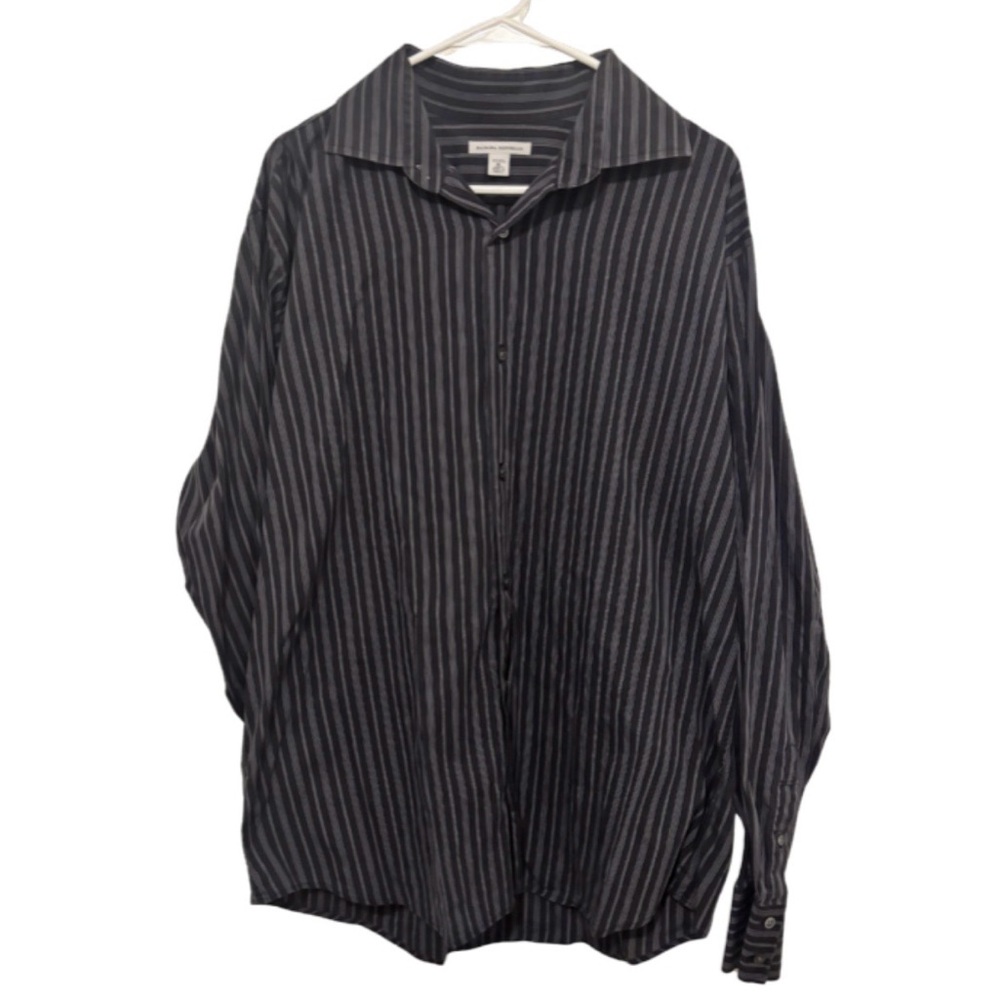 Banana Republic Black and Gray Vertical Stripe Dress Shirt